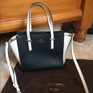 Black and cream Kate Spade medium satchel